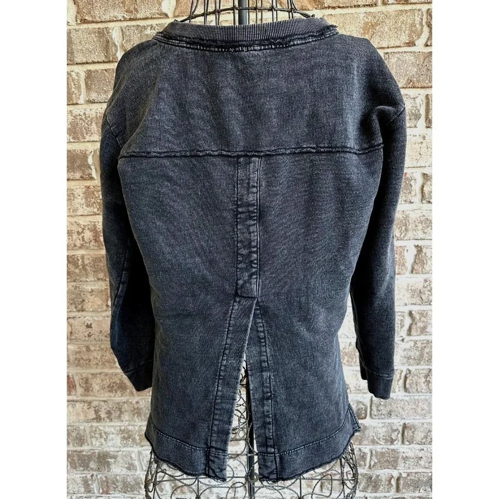 Anthropologie Pilcro Split Back Terry Top XS Extra Small Black Tunic Dis… - Picture 6 of 12